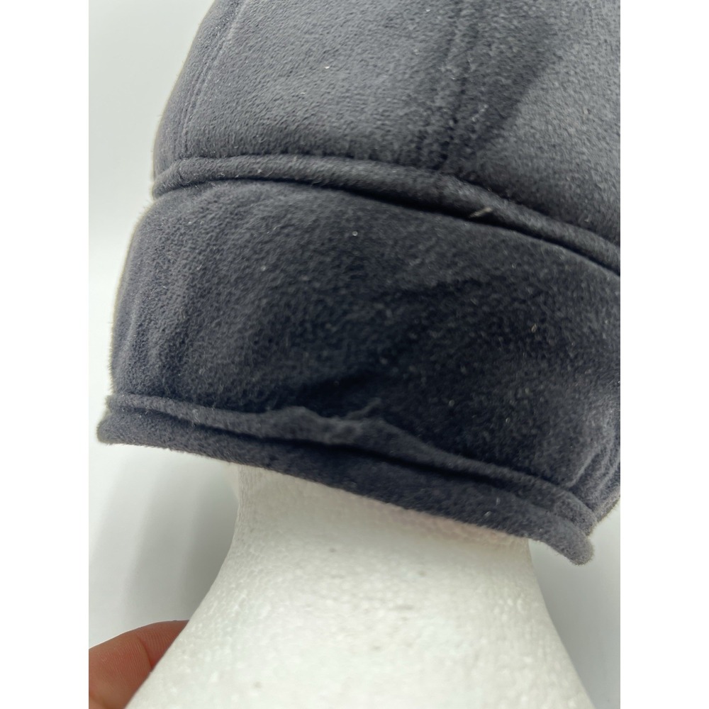 Scala Classics Black Faux Suede Ear Flap Winter Hat Faux Fur Lined Size M - Picture 10 of 14